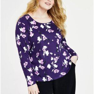 1X Plus Size Womens Knit Cotton Blend Scoop Neck Karen Scott Long Sleeve